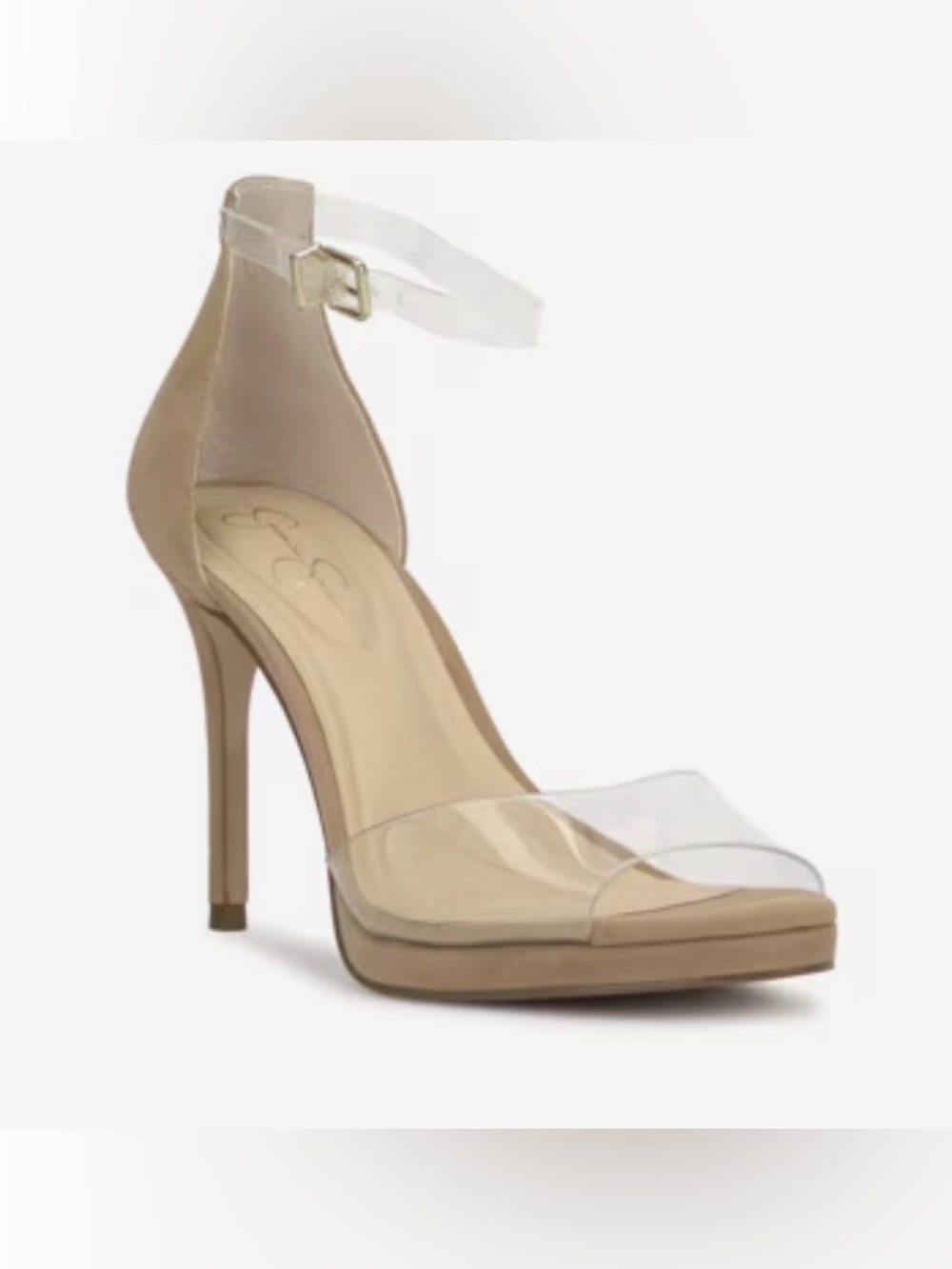 NEW Jessica Simpson Daisile Pump Nude Clear-Strap Stiletto Sandals Sz 8.5